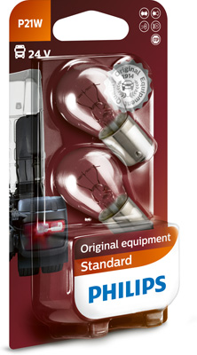 Автолампа 21W P21W 24V 21W BA15S/TRUCK STANDARD/2ШТ. BLISTER PHILIPS (13498B2) Philips фото 2
