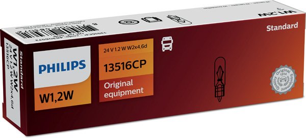 Автолампа 1.2W W1,2W 24V W2X4,6D/TRUCK STANDARD/КРАТН. X10 PHILIPS (13516CP) Philips фото 2