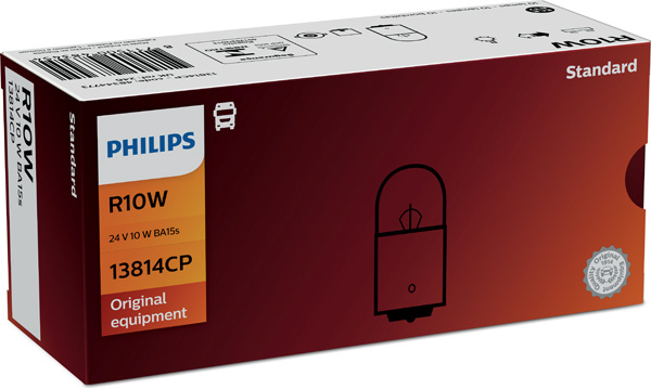 Автолампа 10W R10W 24V 10W BA15S/TRUCK STANDARD/КРАТН. X10 PHILIPS (13814CP) Philips фото 2