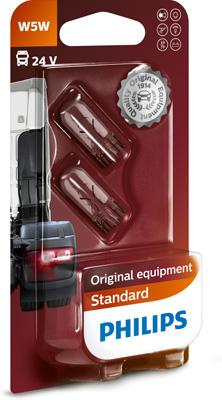 Автолампа 5W W5W 24V 5W W2,1X9,5D/TRUCK STANDARD/2ШТ. BLISTER PHILIPS (13961B2) Philips фото 2