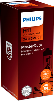 Автолампа галогенова 70W H11 24V 70W PGJ19-2/MASTERDUTY PHILIPS (24362MDC1) Philips фото 2