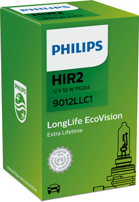 Автолампа галогенова 55W HIR2 12V 55W PX22D / LONGERLIFE - ЛАМПИ З ПОДВОЄНИМ ТЕРМІНОМ СЛУЖ PHILIPS (9012LLC1) Philips фото 2