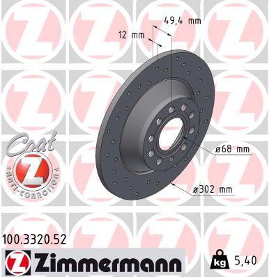 Диск гальмівний SPORT Z AUDI A6 C6 (4F2) 3.0 2004.04-2011.08 ZIMMERMANN (100.3320.52) Zimmermann фото 2