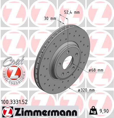 Диск гальмівний SPORT Z AUDI Q5 (8RB) 2.0 2008.11-2017.12 ZIMMERMANN (100.3331.52) Zimmermann фото 2