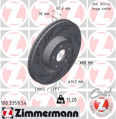 Диск гальмівний BLACK Z AUDI A6 ALLROAD C7 (4GH, 4GJ) 3.0 2012.01-2018.09 ZIMMERMANN (100.3359.54) Zimmermann фото 2