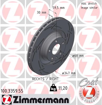 Диск гальмівний BLACK Z AUDI A6 ALLROAD C7 (4GH, 4GJ) 3.0 2012.01-2018.09 ZIMMERMANN (100.3359.55) Zimmermann фото 2