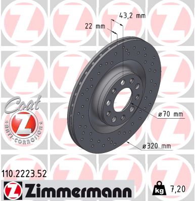 Диск гальмівний SPORT Z ALFA ROMEO STELVIO (949_) 2.0 2016.12- ZIMMERMANN (110.2223.52) Zimmermann фото 2