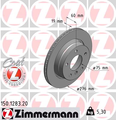 Диск гальмівний BMW 3 (E46) 1.8 1997.12-2005.05 ZIMMERMANN (150.1283.20) Zimmermann фото 2