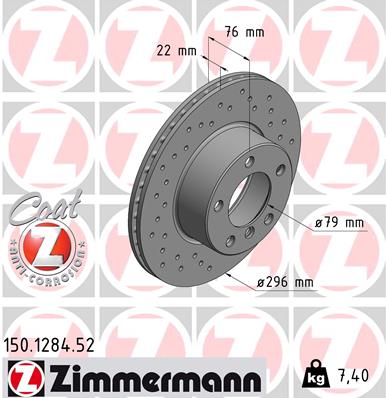 Диск гальмівний SPORT Z BMW 5 (E39) 2.5 1995.09-2003.07 ZIMMERMANN (150.1284.52) Zimmermann фото 2