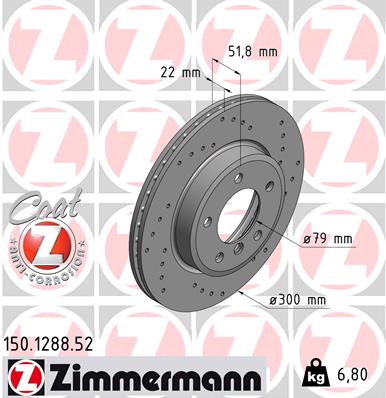 Диск гальмівний SPORT Z BMW 3 TOURING (E46) 2.0 1999.06-2005.07 ZIMMERMANN (150.1288.52) Zimmermann фото 2