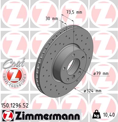 Диск гальмівний SPORT Z BMW 5 (E39) 3.0 1995.09-2003.07 ZIMMERMANN (150.1296.52) Zimmermann фото 2