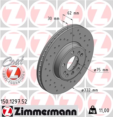 Диск гальмівний SPORT Z BMW X5 (E53) 3.0 2000.01-2006.12 ZIMMERMANN (150.1297.52) Zimmermann фото 2