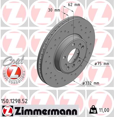 Диск гальмівний SPORT Z BMW X5 (E53) 3.0 2000.01-2006.12 ZIMMERMANN (150.1298.52) Zimmermann фото 2