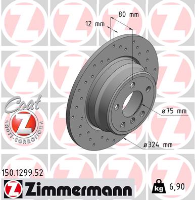 Диск гальмівний SPORT Z BMW X5 (E53) 3.0 2000.01-2006.12 ZIMMERMANN (150.1299.52) Zimmermann фото 2