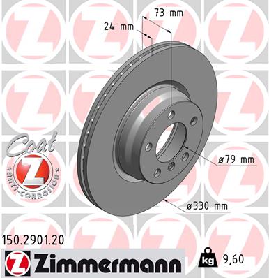 Диск гальмівний BMW 3 (F30, F80) 2.0 2011.11-2018.10 ZIMMERMANN (150.2901.20) Zimmermann фото 2