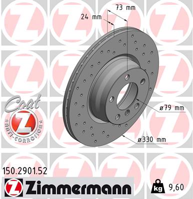 Диск тормозной SPORT Z BMW 3 (F30, F80) 2.0 2011.11-2018.10 ZIMMERMANN (150.2901.52) Zimmermann фото 2