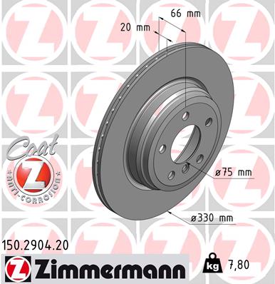 Диск гальмівний BMW 3 (F30, F80) 2.0 2011.11-2018.10 ZIMMERMANN (150.2904.20) Zimmermann фото 2