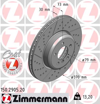 Диск гальмівний BMW 3 (F30, F80) 2.0 2011.11-2018.10 ZIMMERMANN (150.2905.20) Zimmermann фото 2