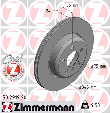 Диск гальмівний BMW 3 (F30, F80) 2.0 2011.11-2018.10 ZIMMERMANN (150.2919.20) Zimmermann фото 2