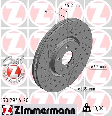 Диск гальмівний MINI MINI (F56) 1.5 2013.12- ZIMMERMANN (150.2944.20) Zimmermann фото 2