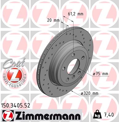 Диск гальмівний SPORT Z BMW 5 (E60) 3.012.12-2010.03 ZIMMERMANN (150.3405.52) Zimmermann фото 2