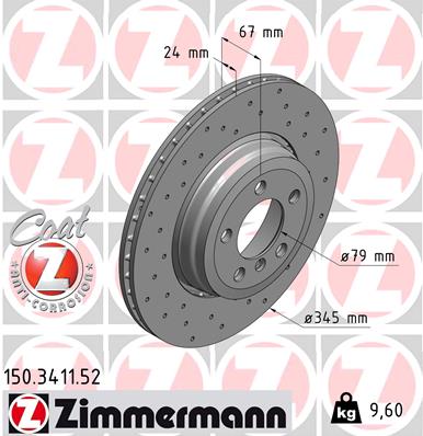 Диск гальмівний SPORT Z BMW 7 (E65, E66, E67) 4.4 2001.07-2009.12 ZIMMERMANN (150.3411.52) Zimmermann фото 2