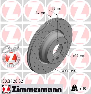 Диск гальмівний SPORT Z BMW 3 TOURING (E91) 2.0 2004.12-2012.12 ZIMMERMANN (150.3428.52) Zimmermann фото 2