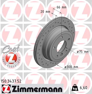 Диск гальмівний SPORT Z BMW 3 TOURING (E91) 2.0 2004.12-2012.12 ZIMMERMANN (150.3437.52) Zimmermann фото 2