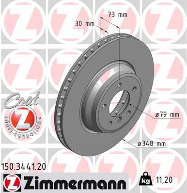Диск гальмівний BMW X1 (E84) 2.0 2009.03-2015.06 ZIMMERMANN (150.3441.20) Zimmermann фото 2