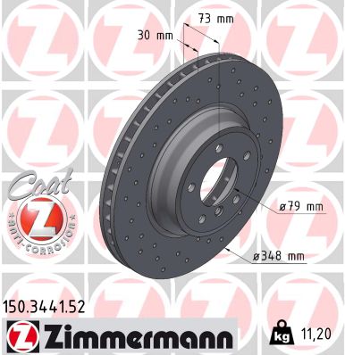Диск гальмівний SPORT Z BMW X1 (E84) 2.0 2009.03-2015.06 ZIMMERMANN (150.3441.52) Zimmermann фото 2
