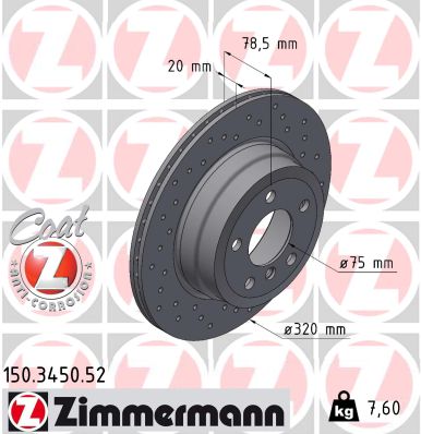 Диск гальмівний SPORT Z BMW X5 (E70) 3.0 2006.02-2013.07 ZIMMERMANN (150.3450.52) Zimmermann фото 2