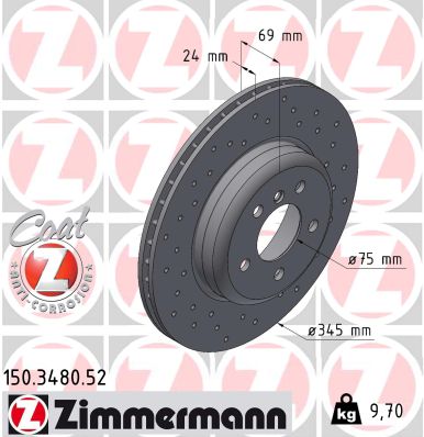 Диск гальмівний SPORT Z BMW 5 (F10) 2.0 2009.01-2016.10 ZIMMERMANN (150.3480.52) Zimmermann фото 2
