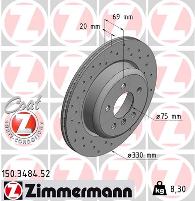 Диск гальмівний SPORT Z BMW 5 (F10) 2.0 2009.01-2016.10 ZIMMERMANN (150.3484.52) Zimmermann фото 2