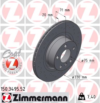 Диск гальмівний SPORT Z BMW X3 (F25) 2.0 2010.09-2017.08 ZIMMERMANN (150.3495.52) Zimmermann фото 2