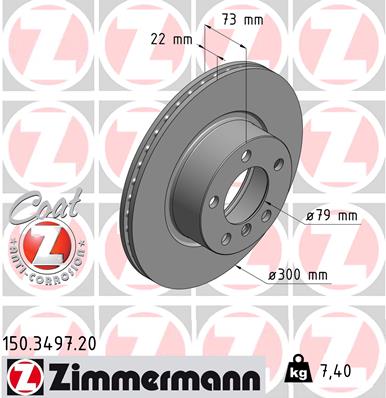 Диск гальмівний BMW 3 (F30, F80) 2.0 2011.11-2018.10 ZIMMERMANN (150.3497.20) Zimmermann фото 2