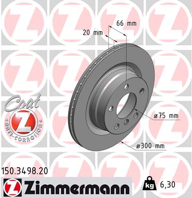 Диск гальмівний BMW 3 (F30, F80) 2.0 2011.11-2018.10 ZIMMERMANN (150.3498.20) Zimmermann фото 2