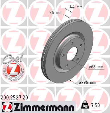 Диск гальмівний NISSAN JUKE (F15) 1.6 2010.06-2019.12 ZIMMERMANN (200.2527.20) Zimmermann фото 2