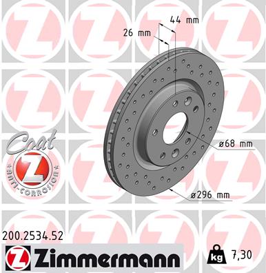 Диск гальмівний SPORT Z NISSAN QASHQAI II ДЖІП (J11, J11_) 1.2 2013.11- ZIMMERMANN (200.2534.52) Zimmermann фото 2