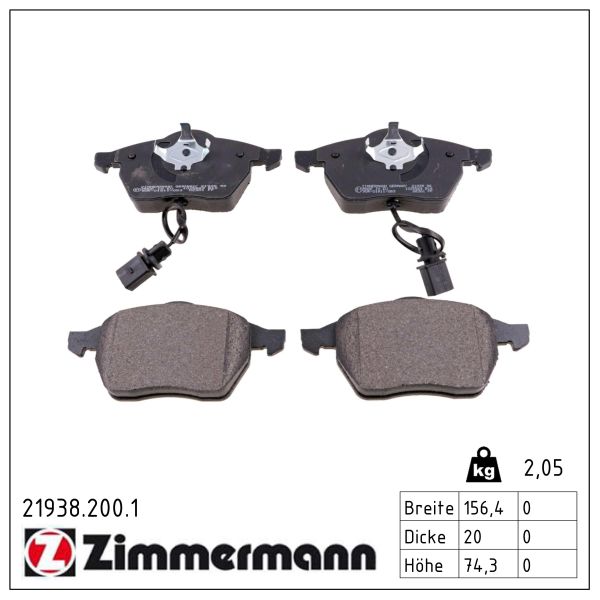 Колодки гальмівні дискові AUDI A6 C5 AVANT (4B5) 2.5 1997.11-2005.01 ZIMMERMANN (21938.200.1) Zimmermann фото 2