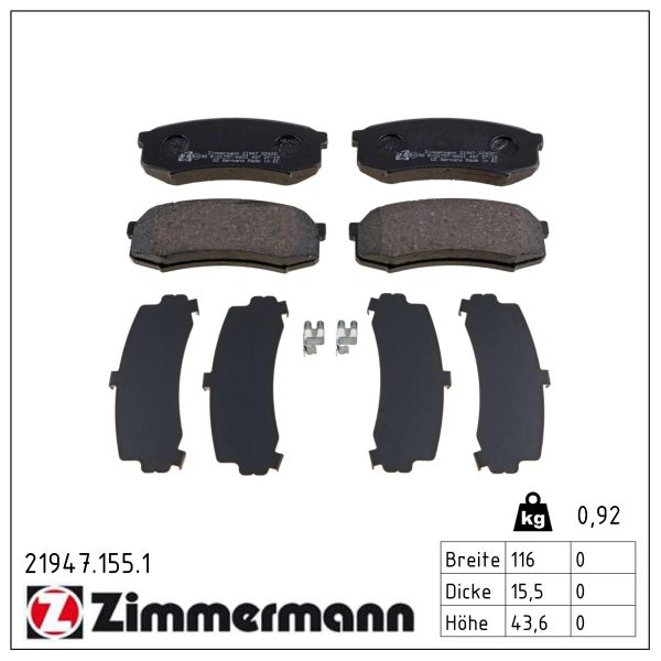 Колодки гальмівні (задні) Toyota Land Cruiser 90-02/Mitsubishi Pajero 06- (Sumitomo) Zimmermann фото 9
