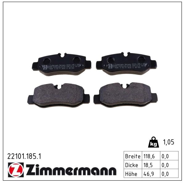 Колодки гальмівні (задні) MB Vito (W447) 14- (Brembo) Zimmermann фото 7