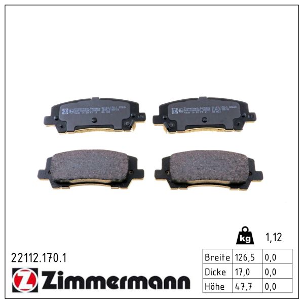 Колодки гальмівні дискові (комплект 4 шт) FORD USA MUSTANG КУПЕ 2.3 2014.02- ZIMMERMANN (22112.170.1) Zimmermann фото 2