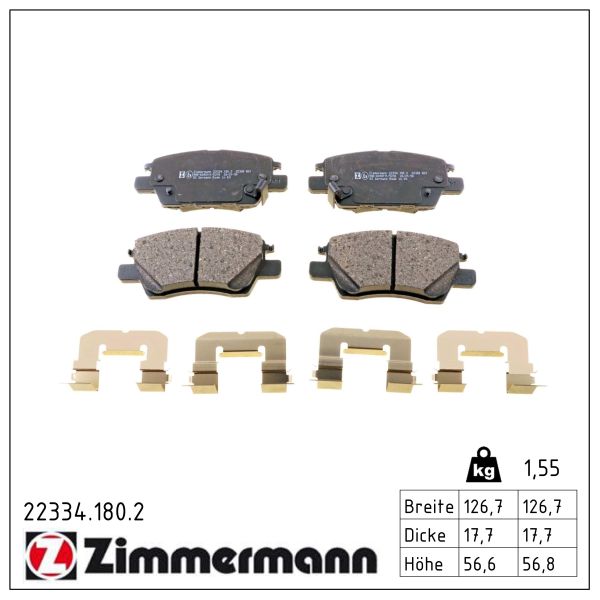 Колодки гальмівні дискові OPEL AMPERA-E (F17) 17-19 ZIMMERMANN (22334.180.2) Zimmermann фото 2