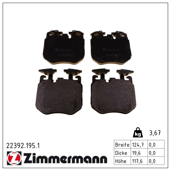 Колодки гальмівні (передні) BMW 3 (G20,G21)/5 (G30,G31)/7 (G11,12)/X5 (G05)/X6 (G06) 17- (Brembo) Zimmermann фото 6