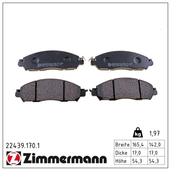 Колодки гальмівні дискові NISSAN NP300 NAVARA 2.3D 2015- ZIMMERMANN (22439.170.1) Zimmermann фото 2