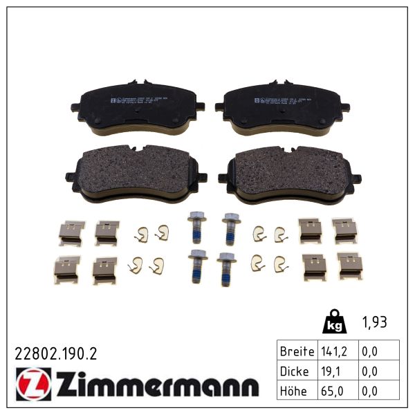 Колодки гальмівні дискові (комплект 4 шт) VW AMAROK (2HA, 2HB, S1B, S6B, S7A, S7B) 2.0 2010.09-2022.05 ZIMMERMANN (22802.190.2) Zimmermann фото 2