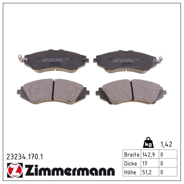 Колодки гальмівні дискові DAEWOO LANOS/SENS ЛІФТБЕК (KLAT) 1.6 1997.02- ZIMMERMANN (23234.170.1) Zimmermann фото 2