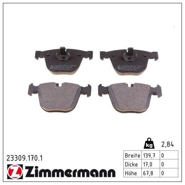 Колодки гальмівні дискові BMW X5 (F15, F85) 3.0 2013.08-2018.07 ZIMMERMANN (23309.170.1) Zimmermann фото 2