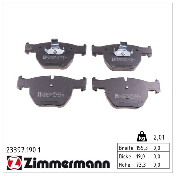 Колодки гальмівні дискові LAND ROVER RANGE ROVER III (L322) 4.2 2002.03-2012.12 ZIMMERMANN (23397.190.1) Zimmermann фото 2