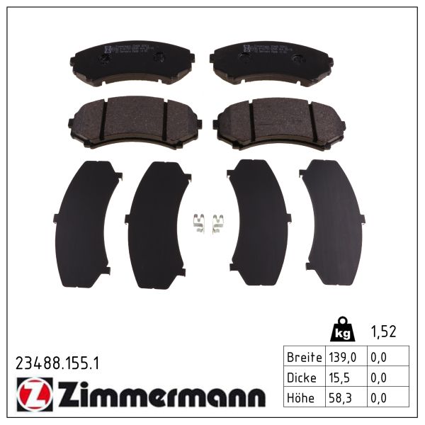 Колодки гальмівні дискові MITSUBISHI GRANDIS (NA_W) 2.4 2003.03-2011.12 ZIMMERMANN (23488.155.1) Zimmermann фото 2